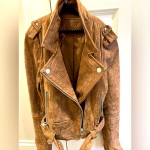 Brown suede leather jacket XS